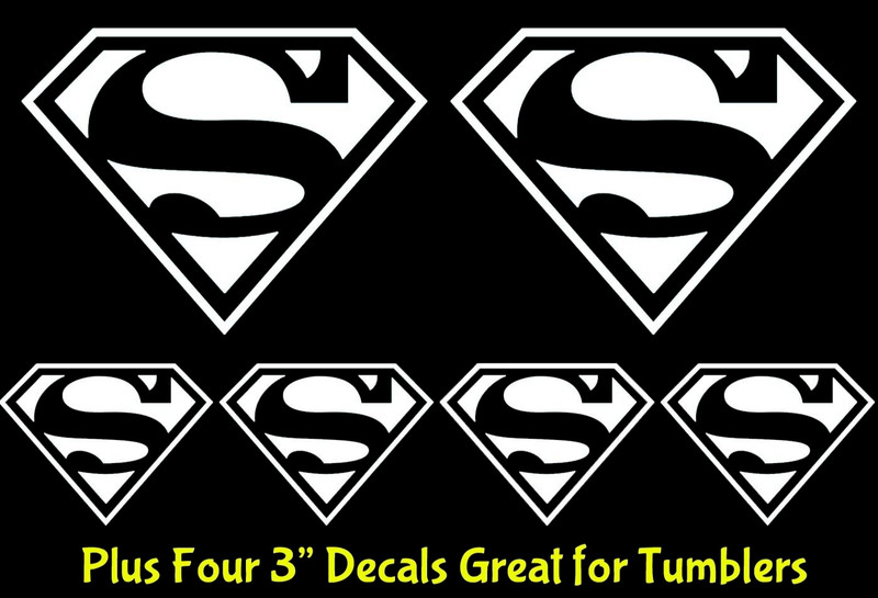 Superman Rendering 6 White Variety Pack Vinyl Decal Window Tablet Tumbler Laptop