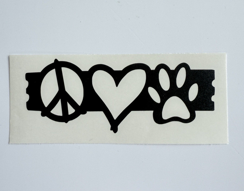 Peace Love Paw Print Vinyl Decal Sticker