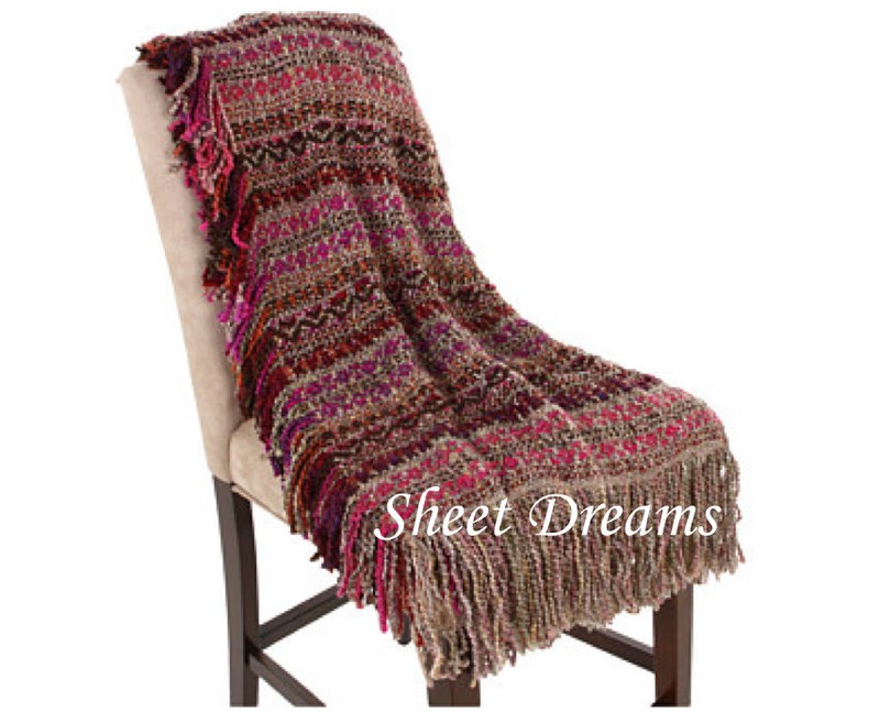Kennebunk Home Santa Fe Spice Burgundy Pink Purple Taupe Handwoven Throw Blanket