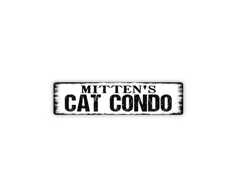 Personalized Cat Condo Metal Sign Custom Cat Name Pet Wall Decor