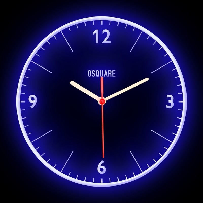 OSQUARE North European Minimalism Interior Design Home Decor Wall Neon Clock 10″