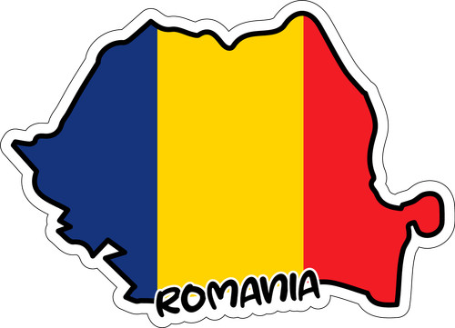 Romania Map Flag Sticker Decal