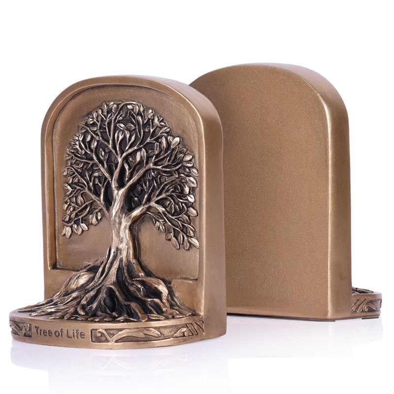 Antique Bronze Color Tree of Life Bookends Set, 2 Non-Skid Heavy Bookends for...