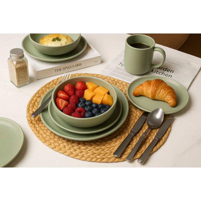 12-Piece Stoneware Dinnerware Sets With Mugs Microwave & Dishwasher Safe Non-T gallery