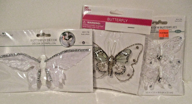 LOT OF 14 PACKAGES OF DECORATIVE BUTTERFLIES WITH CLIPS , NEW
