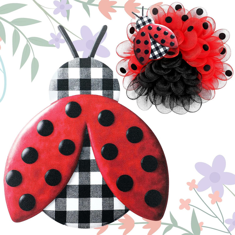 Metal Embossed Ladybug Hanger Red and Black Polka Dot Ladybug Metal Wall Door Ha