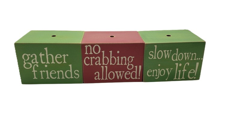 Distressed Wood Block Table Decor Turtle Crab Hummingbird Acrylic Gemstone gallery