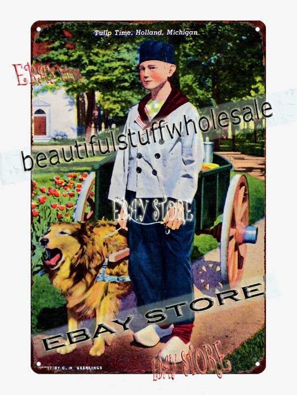 1941 Tulip Time Holland Michigan Dutch Costume Scene Tin Sign painting prints