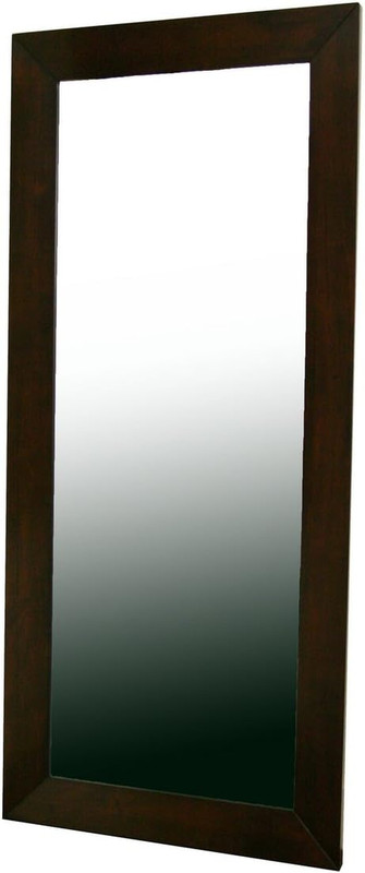 Modern Rectangle Mirror with Dark Brown Wood Frame by
