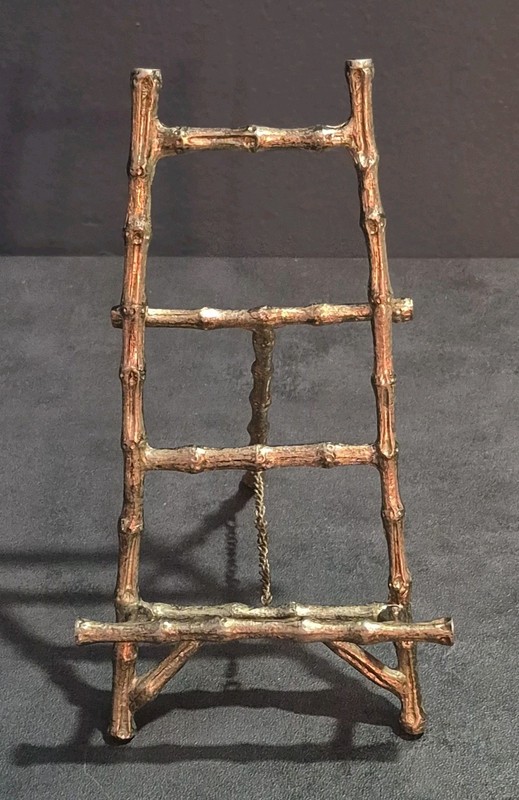 Vintage Faux Bamboo Brass Easel Stand Display Holder 6″ Tall