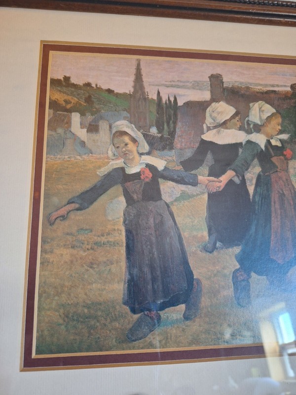 Vntg. Brenton Dutch Girls Dancing Picture, Cottage core, Wall decor, Holland gallery