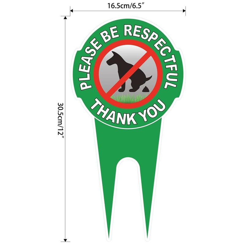 2 Pack No Poop Dog Sign 12x6 - Double Sided Yard Stake