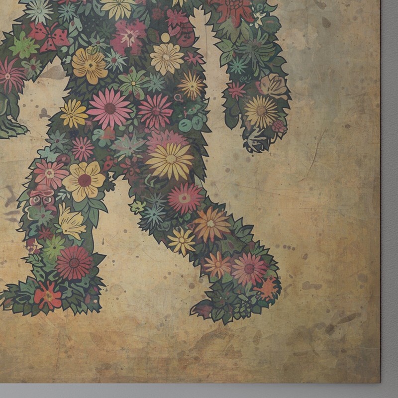 Vintage Sasquatch Flowers Wall Art, Bigfoot Floral Poster, Botanical Yeti Decor gallery