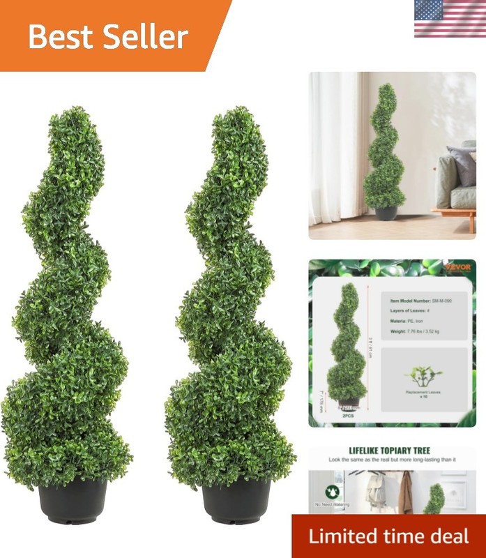 Artificial Boxwood Spiral Topiary Trees, 3ft 2PCS ,Elevate Your Entryway with…