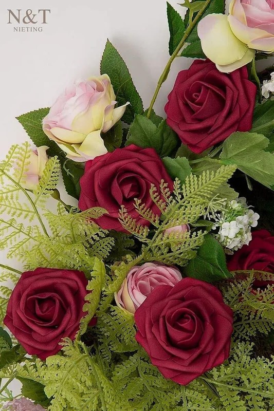 Artificial Flowers,25Pcs Real Touch Fake Flowers Foam Roses with Stems Perfect gallery