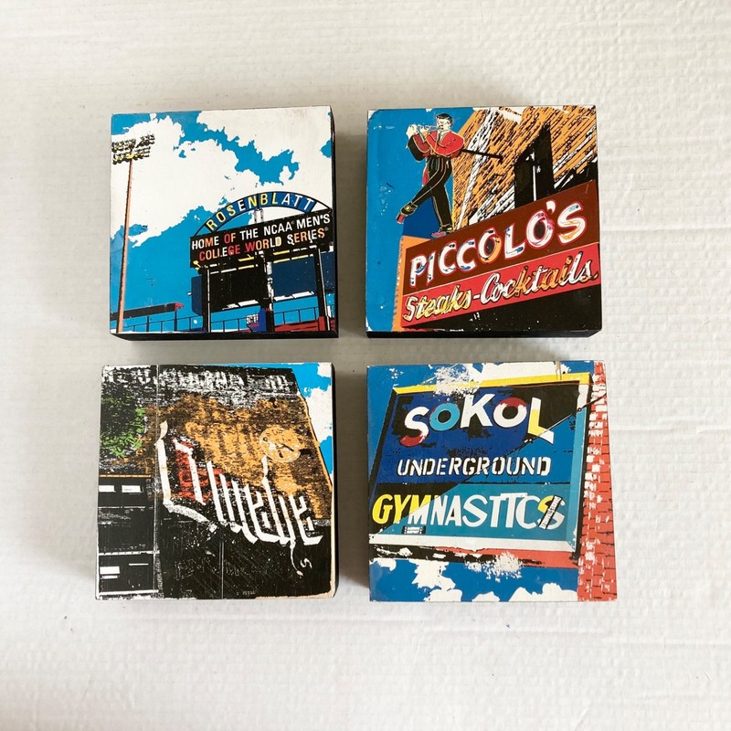 Pretty Little Pixel Wood Block Sign Art Omaha Nebraska Local Graphic Set Wooden