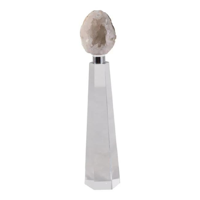 Sagebrook Home 22594-02 11 x 2 in. Agate on Crystal Base White & Clear