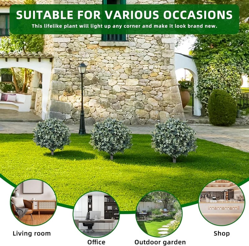 2Pcs Artificial Boxwood Topiary Ball Trees 65cm with Ground Spike Indoor Outdoor gallery