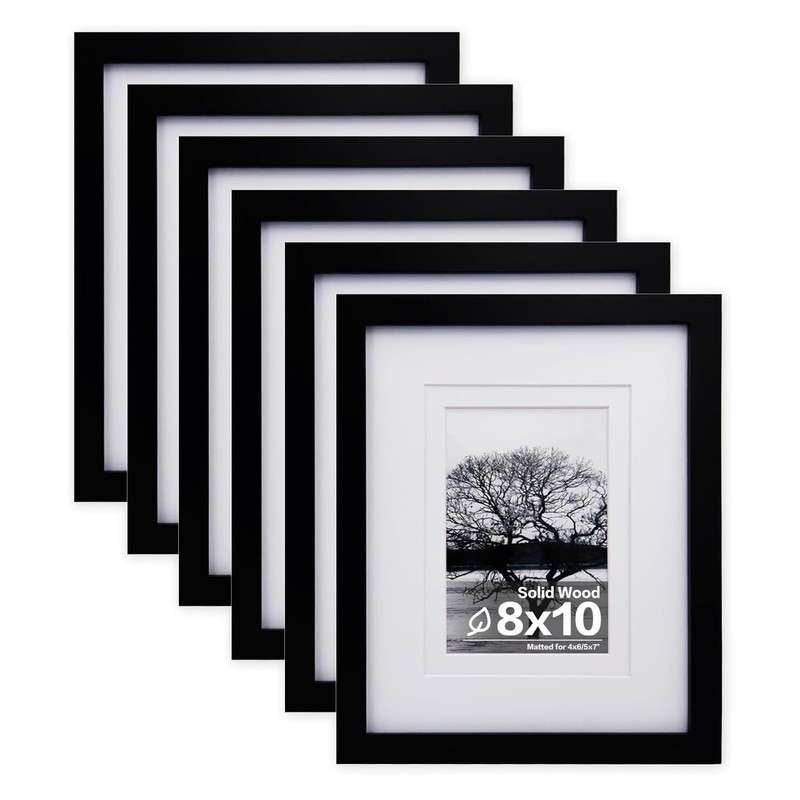 8×10 Picture Frames Set of 6, Made of Solid Wood Covered by Plexiglass Displa…