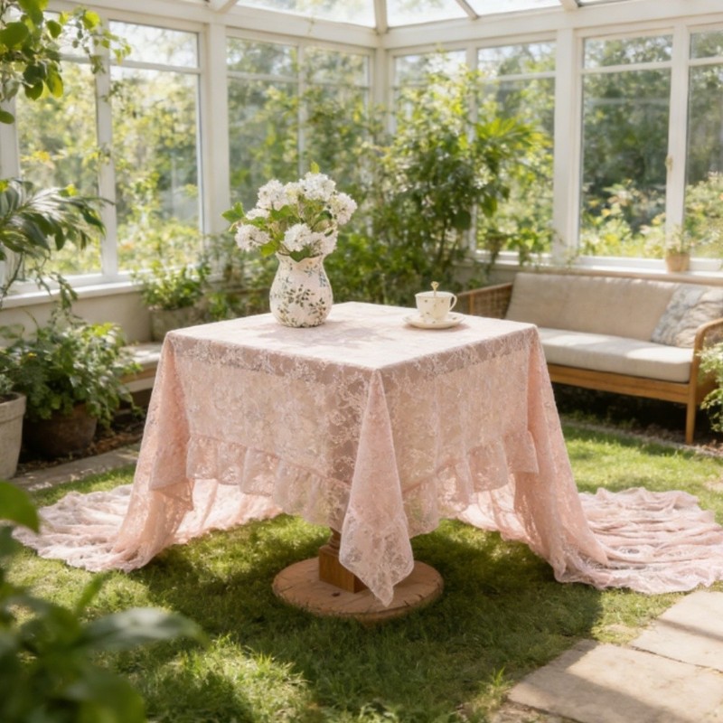 Vintage Tablecloth Retro Table Cover Retro Style Lace Edges Easy Maintenance gallery