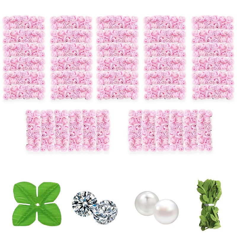 500 Pcs 0.6 Inch Mini Artificial Flowers Head Bulk 5 in 1 Set Faux Foam Fake …