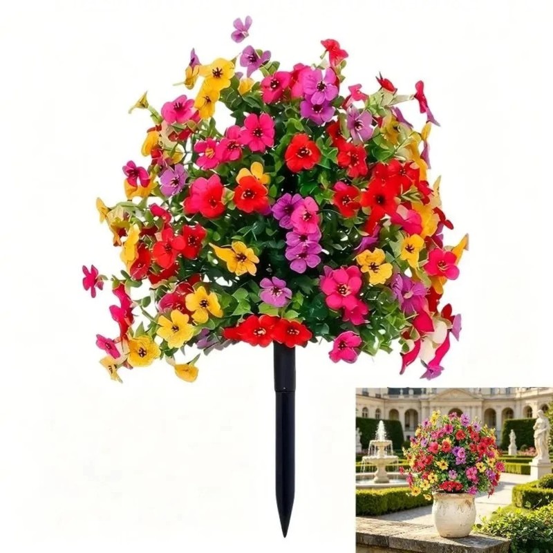 Artificial Violet Flowers with Ground Spike Fake Plants Garden Patio Yard Decor gallery