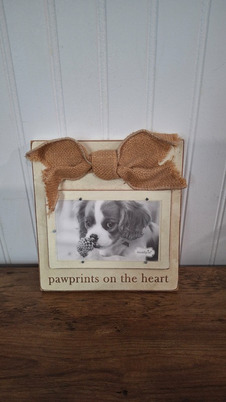 New Mud Pie Dog Puppy Photo Frame Wall Hanging Pawprints on the Heart Farmhouse