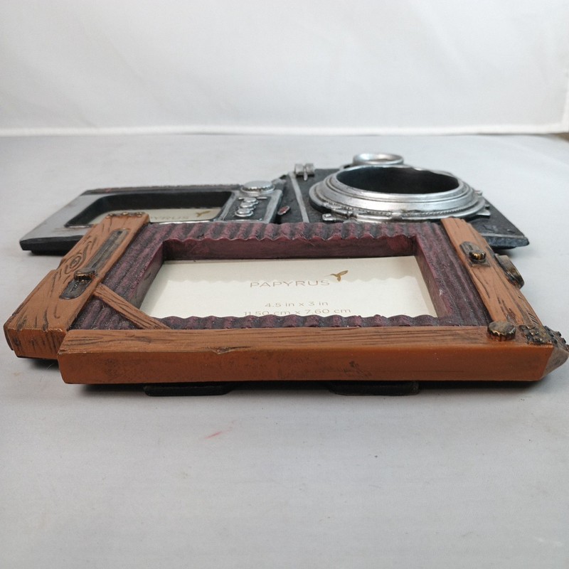 Papyrus Picture Frame Three Picture Capacity Vintage Style Heavy Shelf Sitting gallery