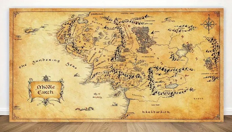 Canvas Wall Art Map of Middle Earth Lord of the Rings Tolkien 2 Sizes 203