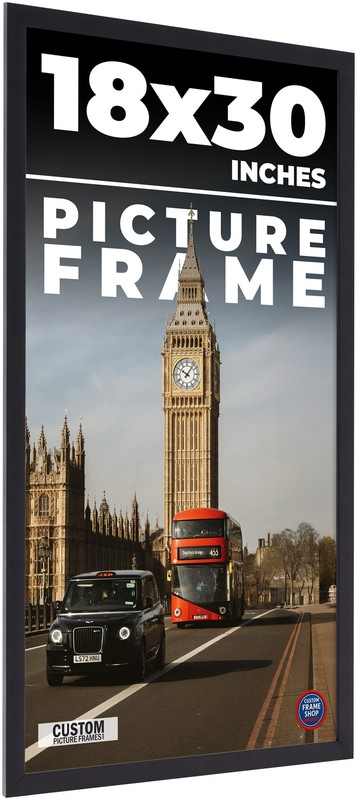18×30 Frame Black Real Wood Picture Frame Width 0.75 inches | Interior Frame Dep