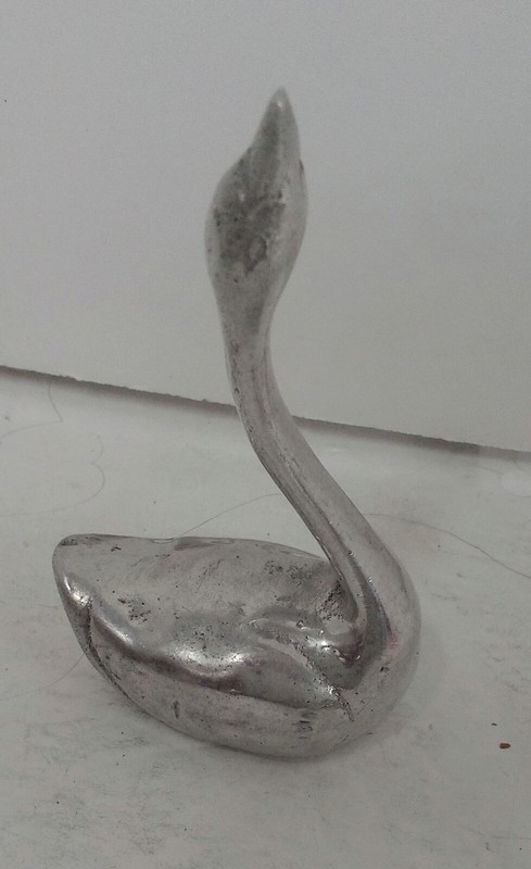 Vintage Solid Pewter Swan Goose Paperweight Figurine Statue 3″ Long 1.5″ Tall