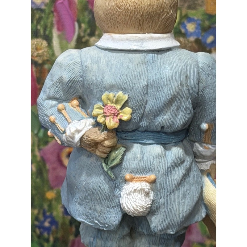 Bently Bunny 1994 Easter Bunny Rabbit Figurine Blue Coat Eggs Flowers Gentleman gallery