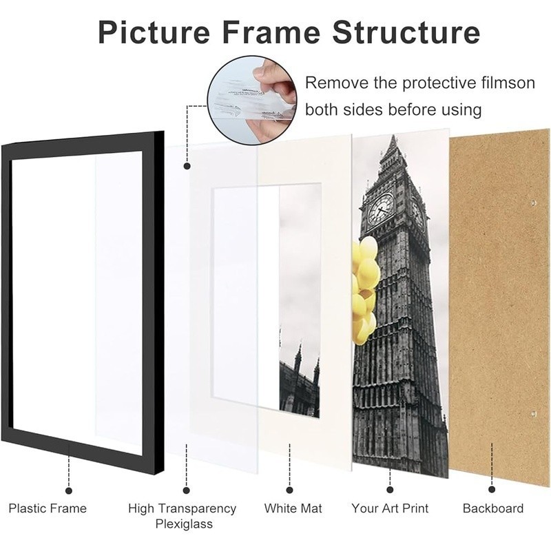 12x16 Picture Frame Set 6 Pack Wall Mount Tabletop Display Photo Frames New gallery
