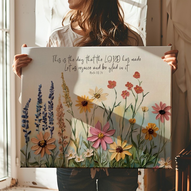 Psalm 118 24 Wildflower Scripture Christian Wall Art Canvas gallery