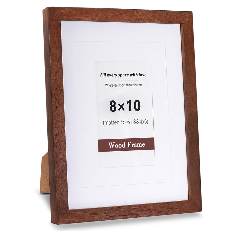 8×10 Picture Frame, Solid Natural Walnut Wood Photo Frame with Tempered Glass…