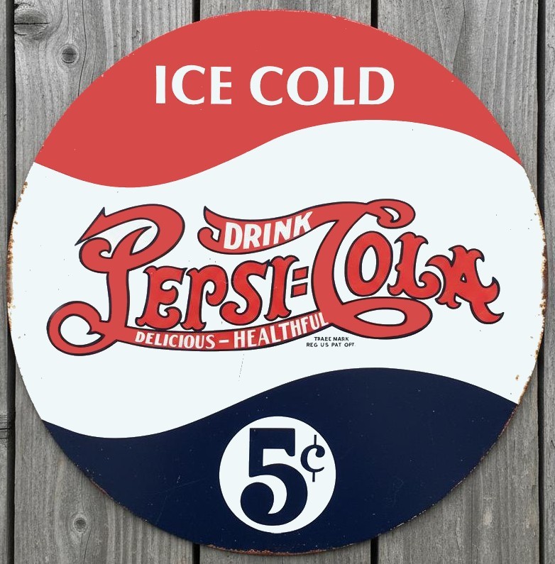 Ice Cold Pepsi-Cola 5 Cents 12″ Diameter Novelty Metal Sign Made In USA New!