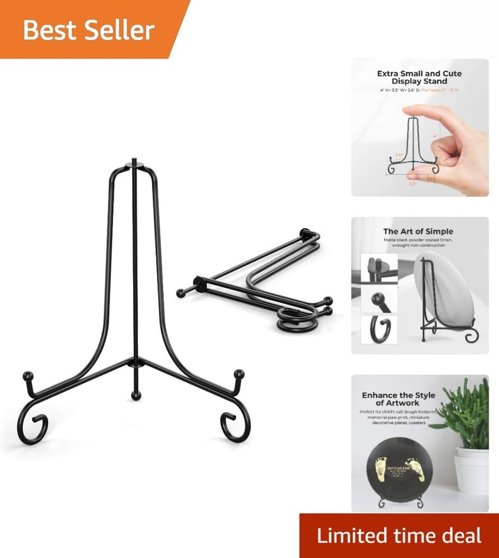 Elegant 4 Inch Plate Display Stands – 2 Pack Metal Easel Holder for Collectibles
