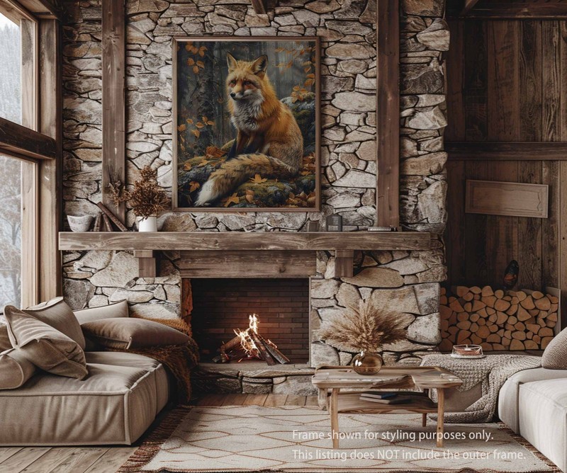 Red Fox Autumn Forest Oil Painting Giclée Print On Canvas, Home Wall Art Decor gallery