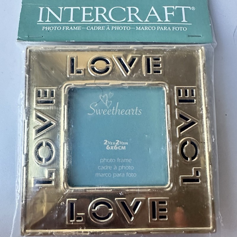 Intercraft Gold “LOVE” Sweethearts Square Photo Frame 2.5 x 2.5 Small Mini NEW