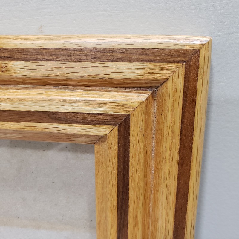 Two Tone Oak Picture Frame 8.5x11 Striped Wood Inlay Stepped Rustic Wall Decor