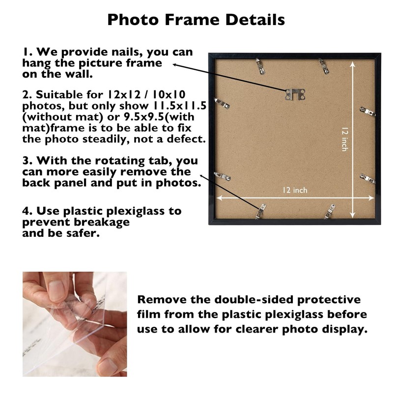 12x12 Picture Frame Set of 2 Black with 10x10 Mat for 30 x 30cm Diamond Art P... gallery