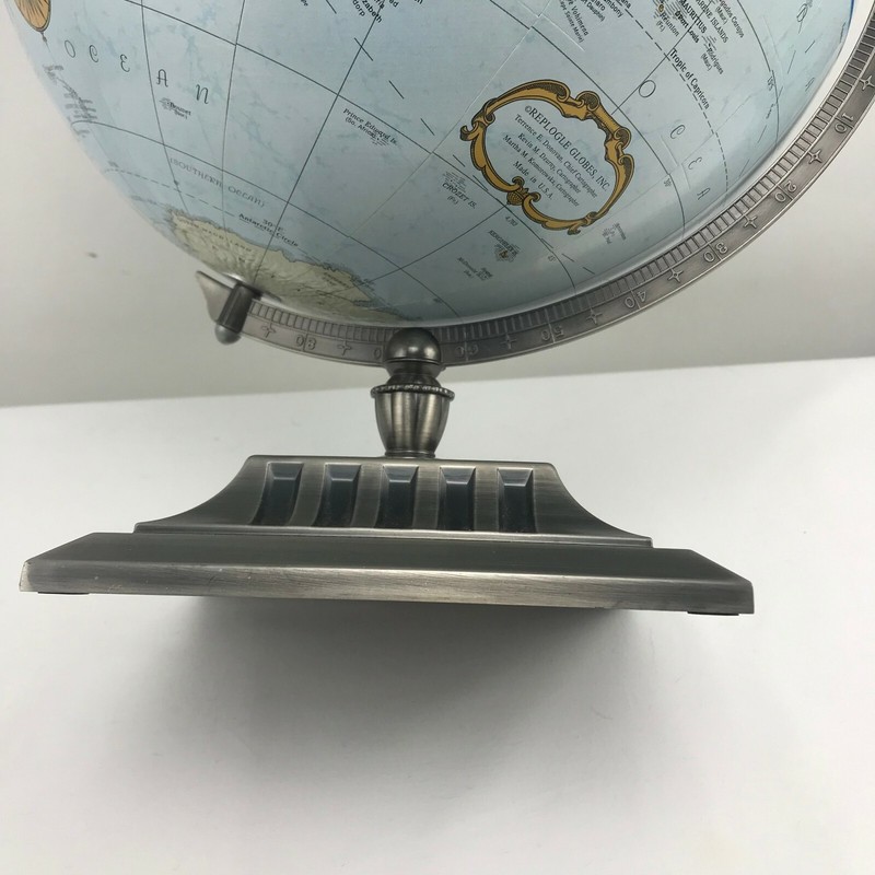 Replogle 12" Diameter Globe World Classic Series Nickle Tone Square Metal Base gallery