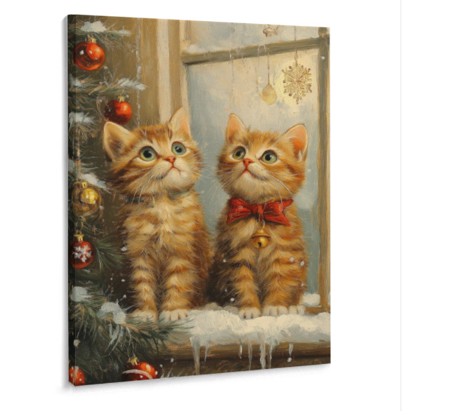 Holiday Christmas Kittens Animal Print Wall Art Home Decor Various Sizes NEW
