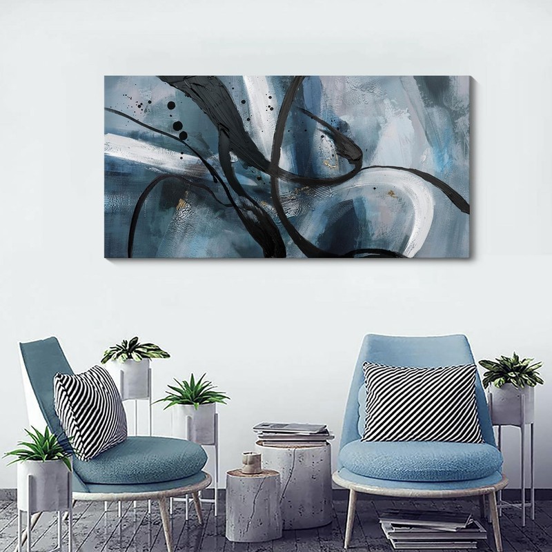 Abstract Canvas Wall Art Black And White Graffiti Lines Simple Art Modern Abs... gallery