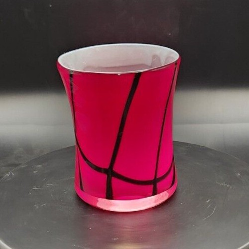 Hand-Blown Red and Black Glass Vase: Perfect for Flowers