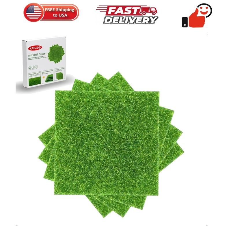 4 Pcs 6 X 6 Inch Fake Grass Decor for Crafts, Artificial Grass for Miniature …