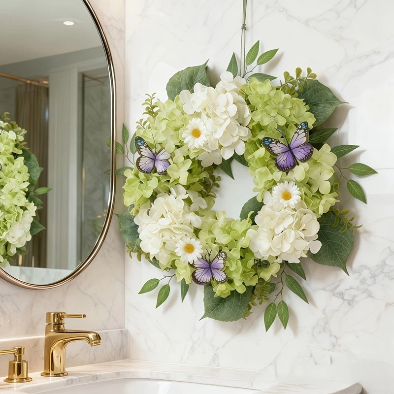 Silk Flower Wreath Hydrangea Wreath Door Decor Wall Decor Festive Floral Design gallery