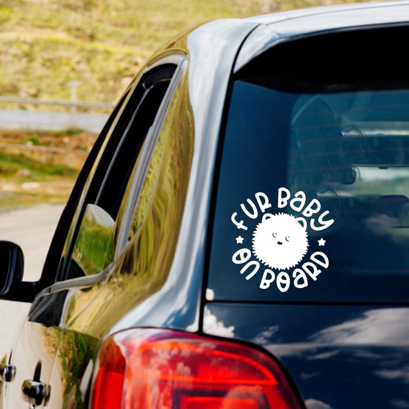 Fur Baby on board Vinyl Decal Sticker Car Truck Window Laptop Dog Cat Animal