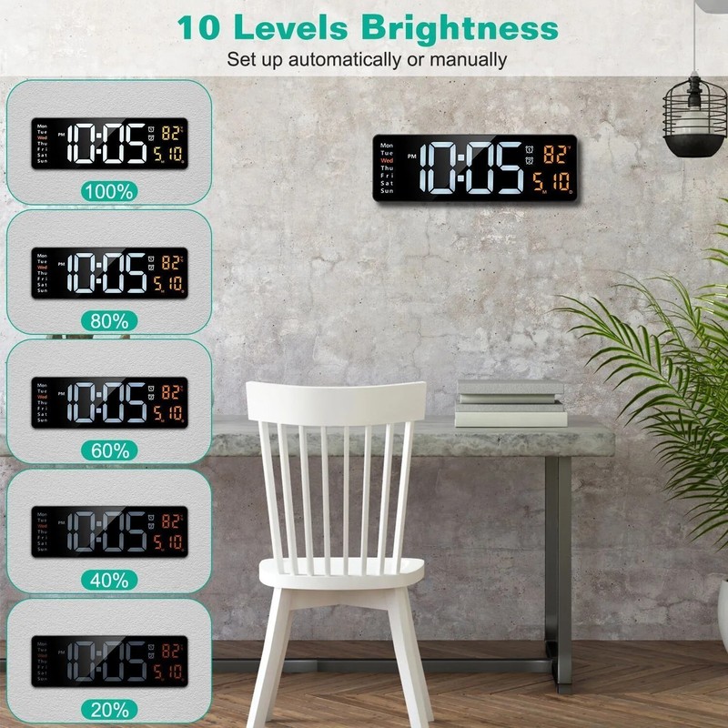 16inch BIG DIGITAL LED CLOCK WALL MOUNT LARGE NUMBERS TIMER DATE TEMPERATURE US gallery