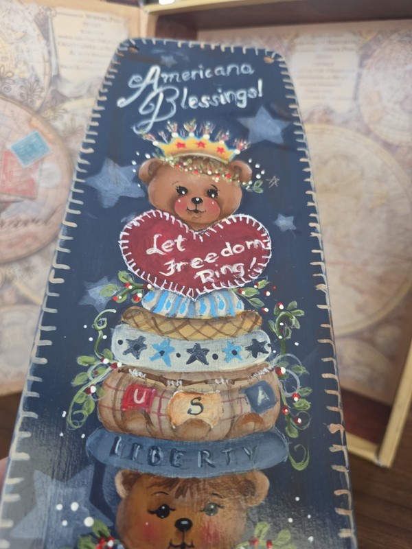 Vintage tole painted wooden vertical sign 16 x 4 inches gallery